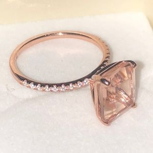 3.42Ct Morganite and Diamond Engagement Ring